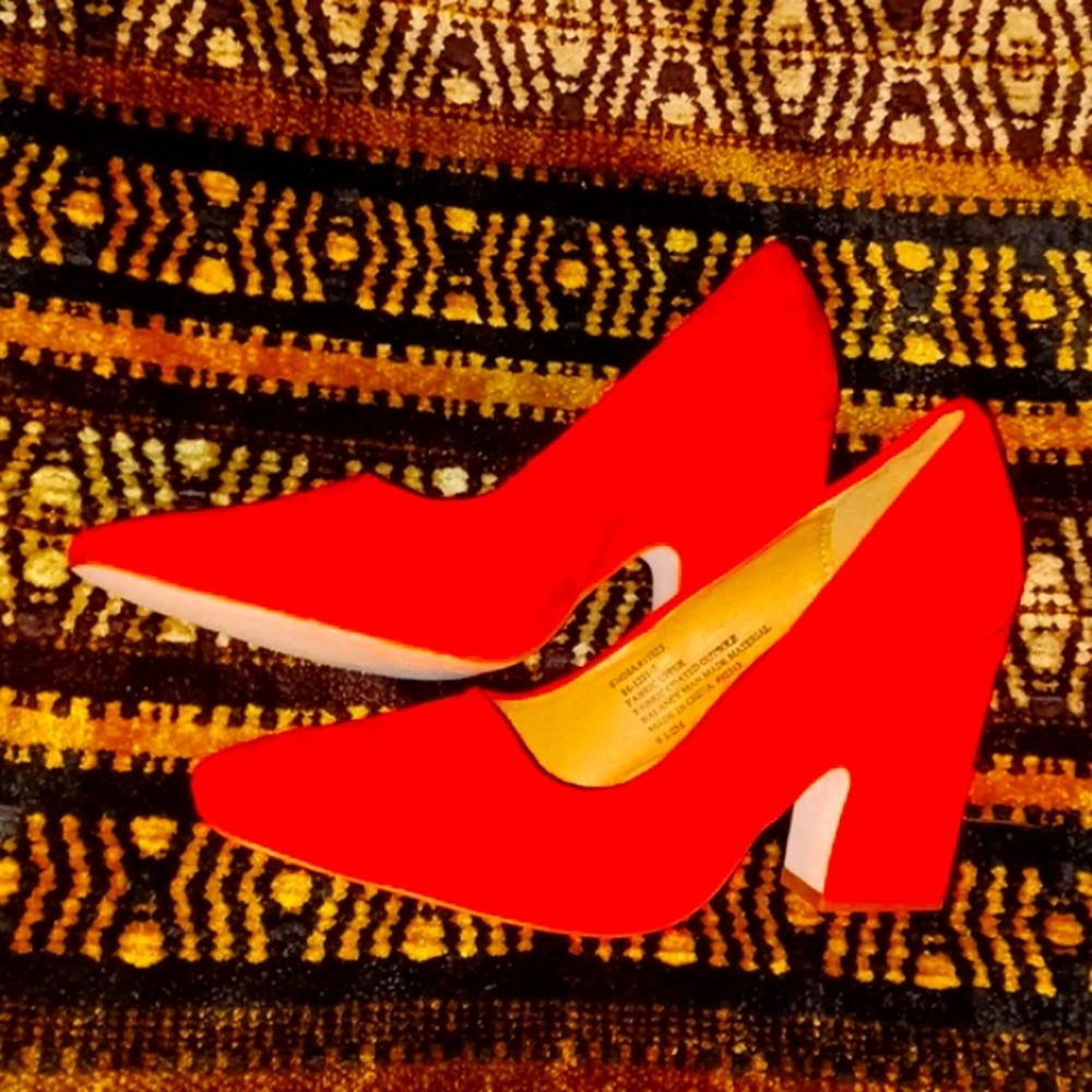 Plush Red Suede Pumps